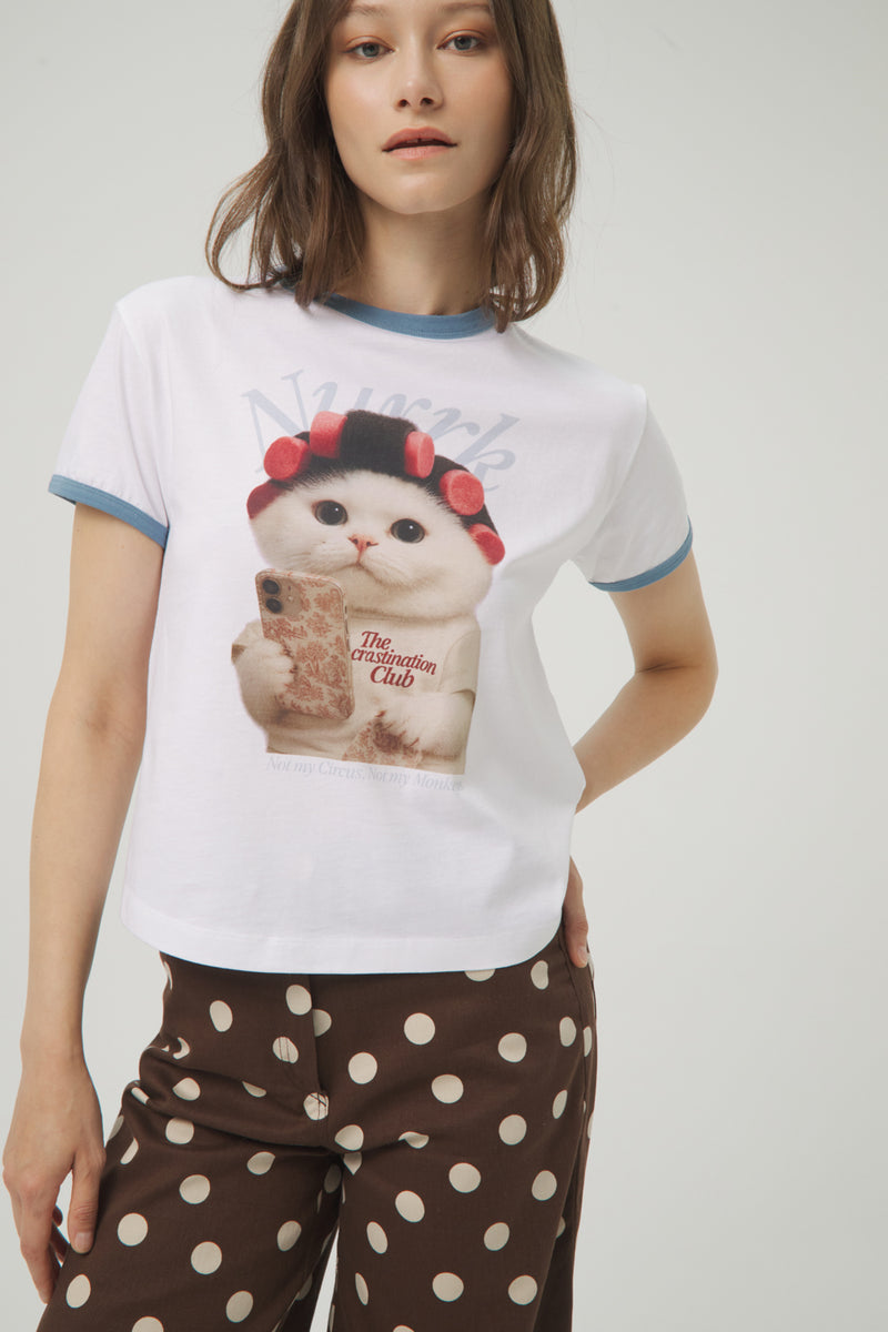 BLUE PROCRASTINATION KITTEN T-SHIRT