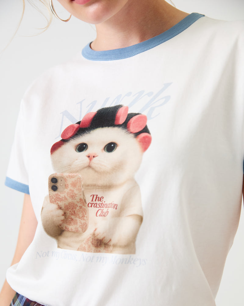 BLUE PROCRASTINATION KITTEN T-SHIRT