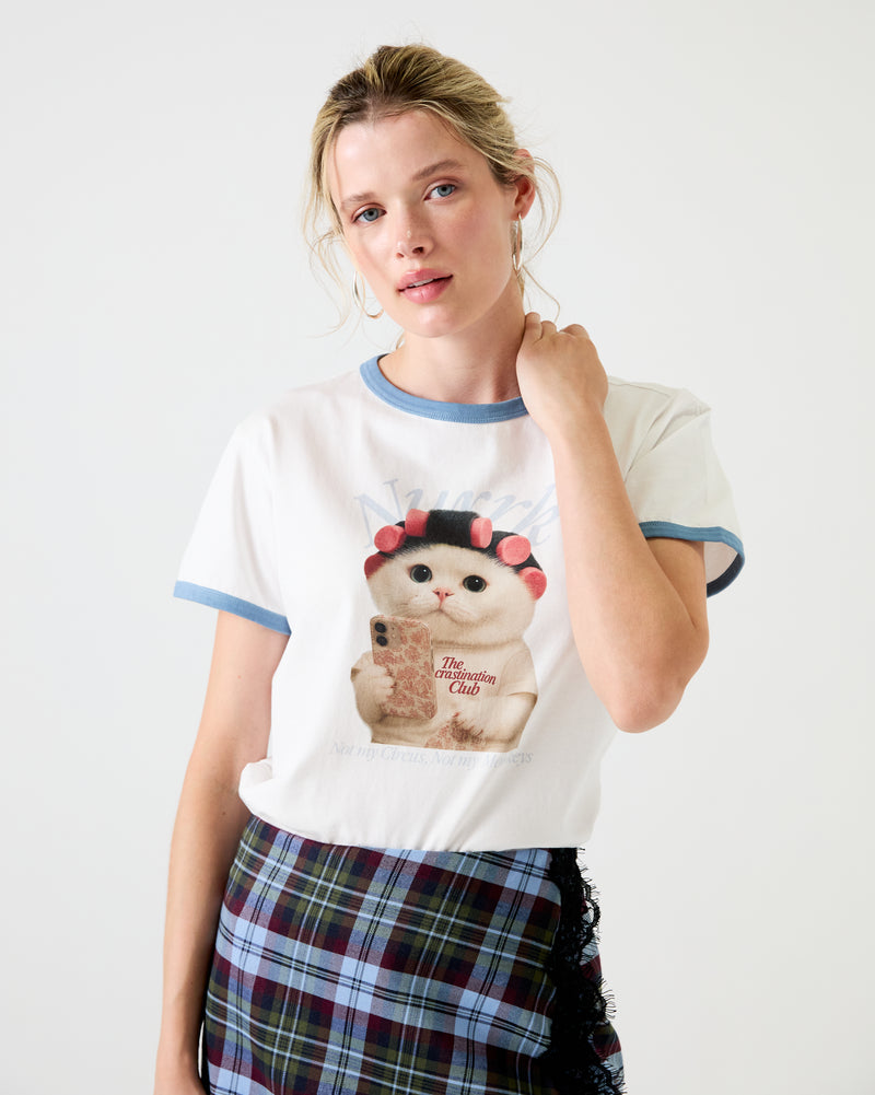 BLUE PROCRASTINATION KITTEN T-SHIRT