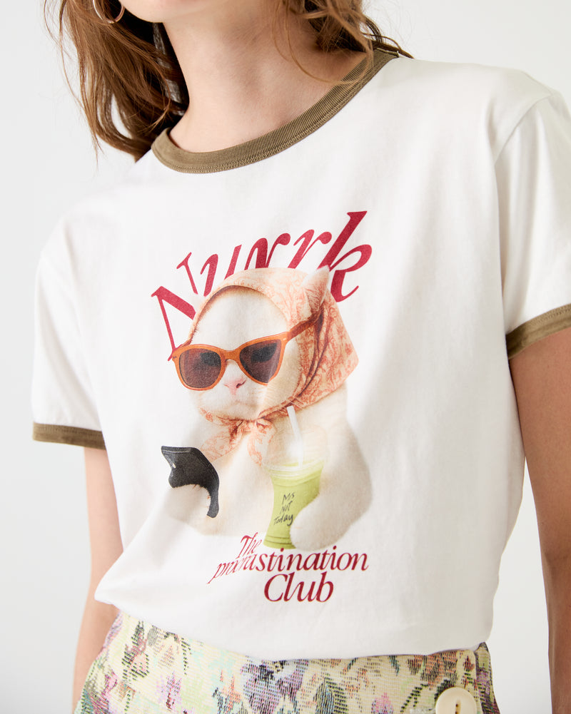 BEIGE PROCRASTINATION KITTEN T-SHIRT
