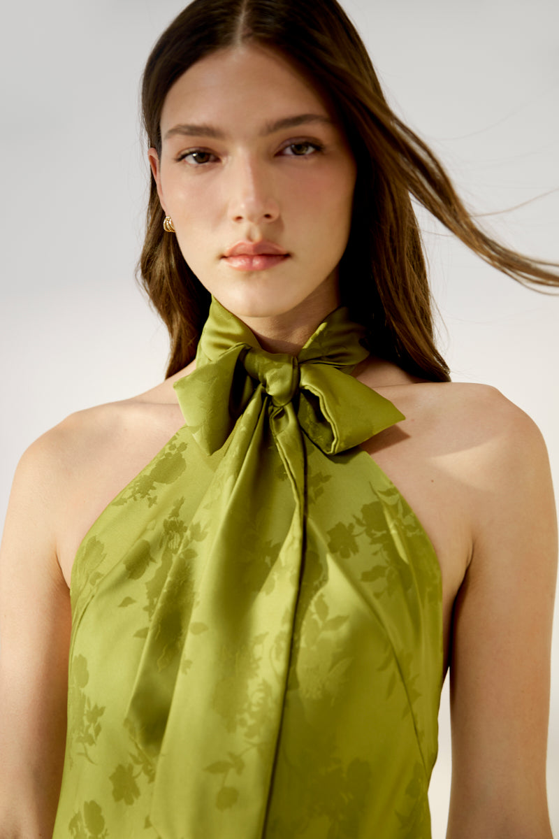 NEW LONG MANILA PISTACHIO DRESS