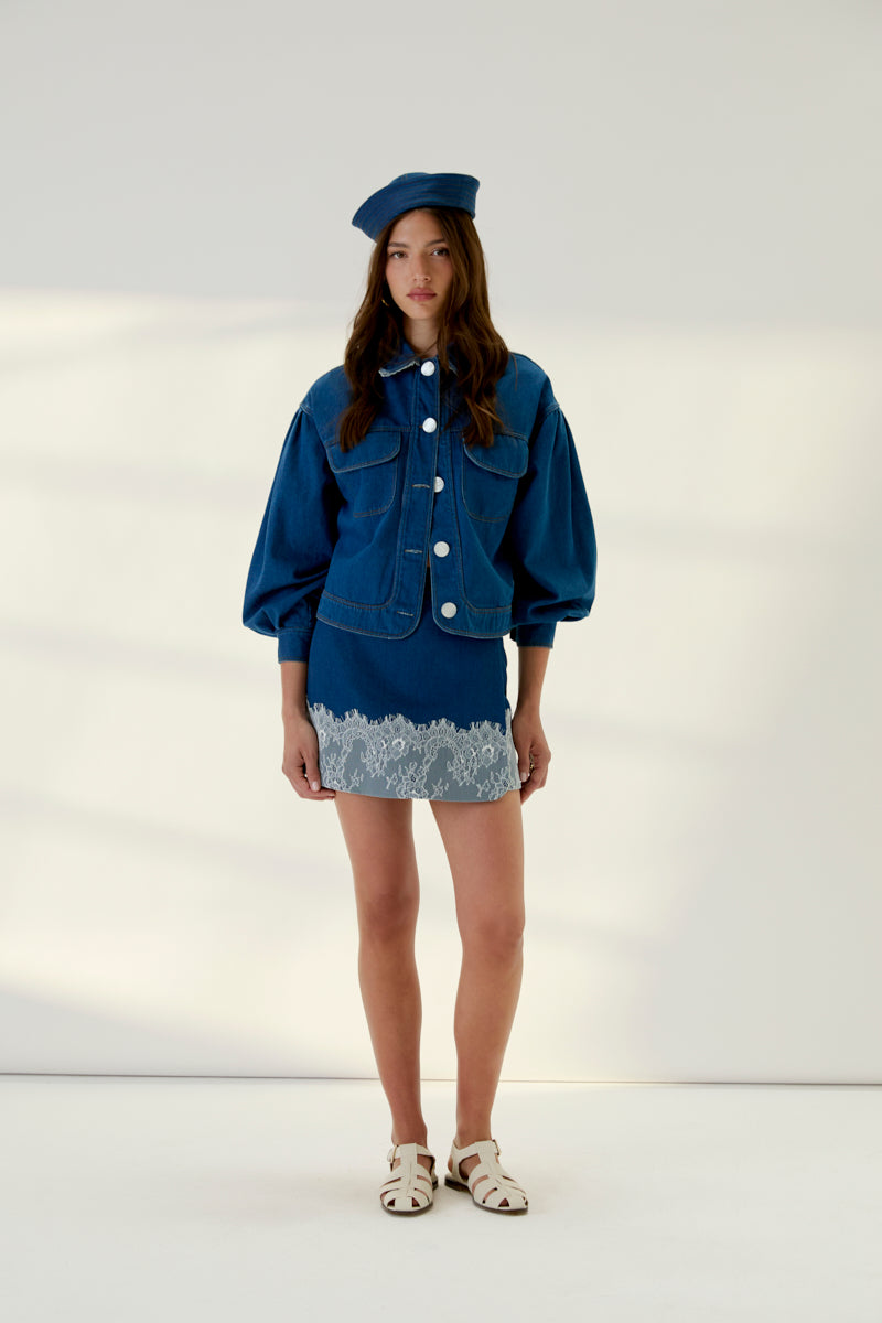 MINIFALDA DENIM LACE REVERSIBLE