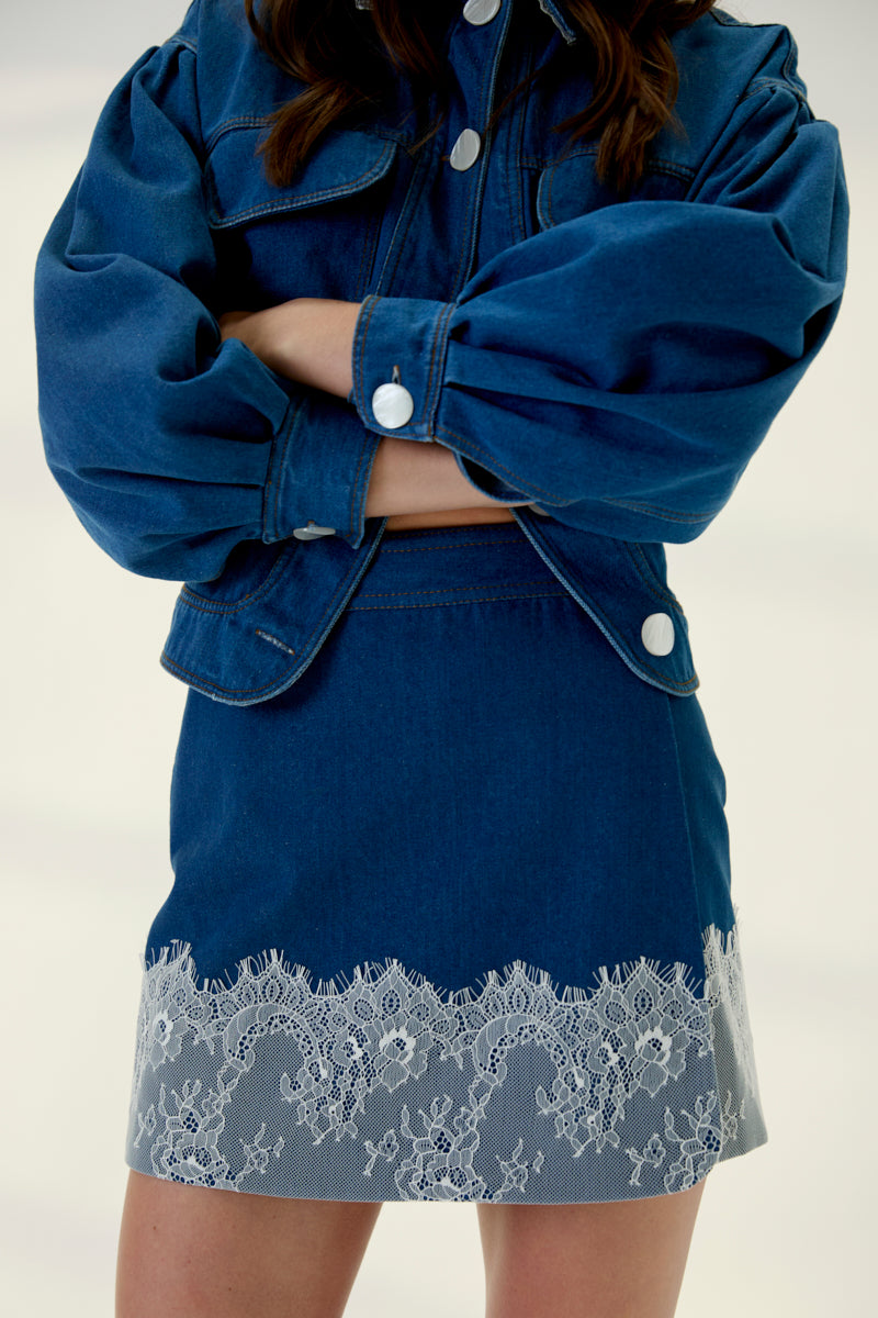 MINIFALDA DENIM LACE REVERSIBLE