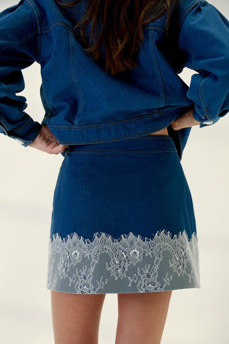 MINIFALDA DENIM LACE REVERSIBLE