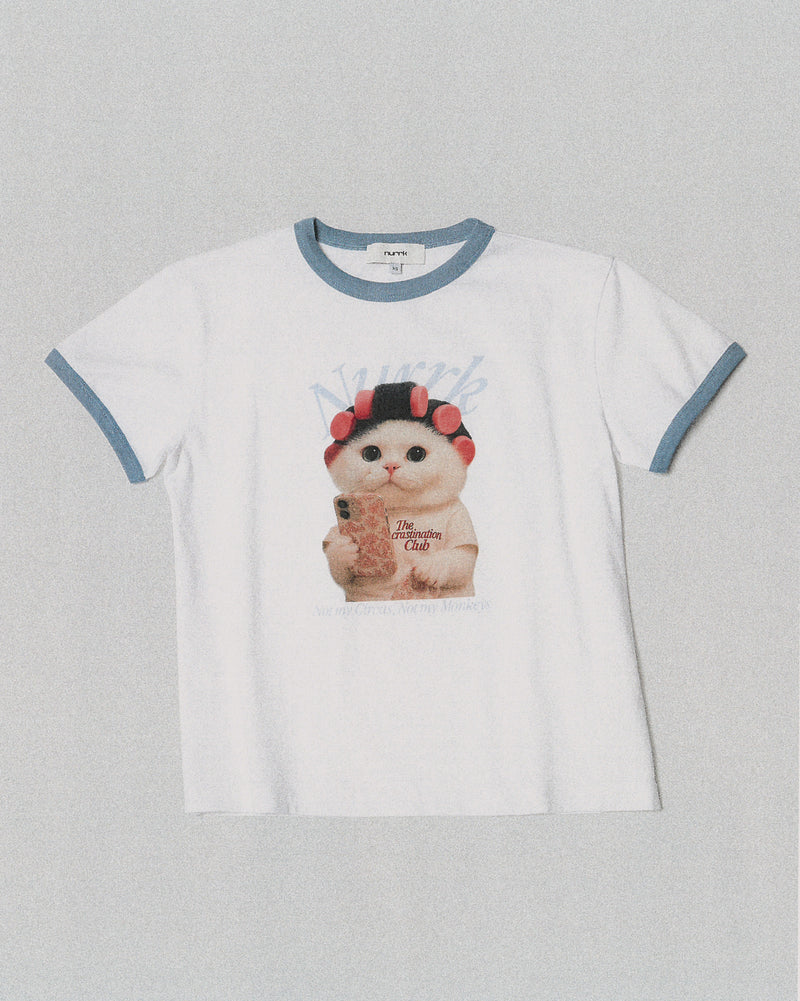 BLUE PROCRASTINATION KITTEN T-SHIRT