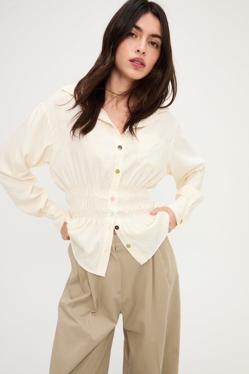 BLUSA ECRU SCRUNCHY PUFFED