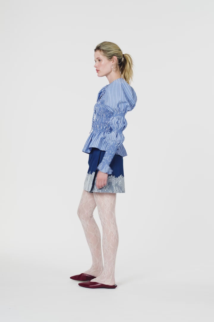 AGO 3 blusa abullonada rayas azul